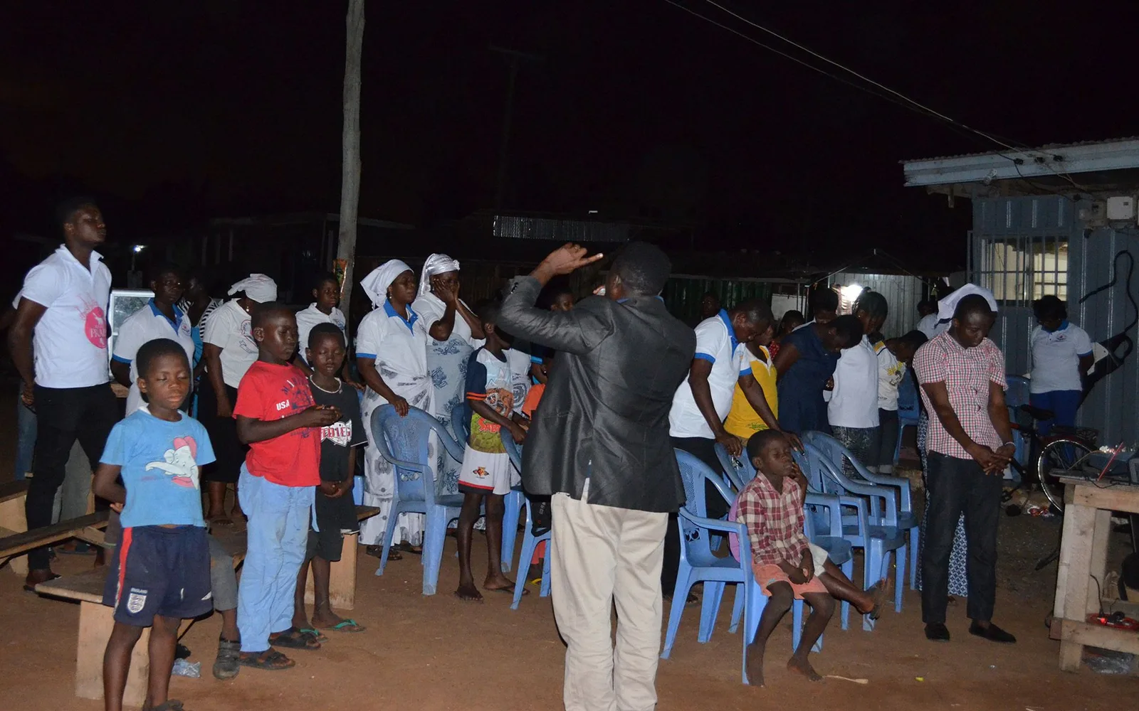 A leadership training session in a village church.