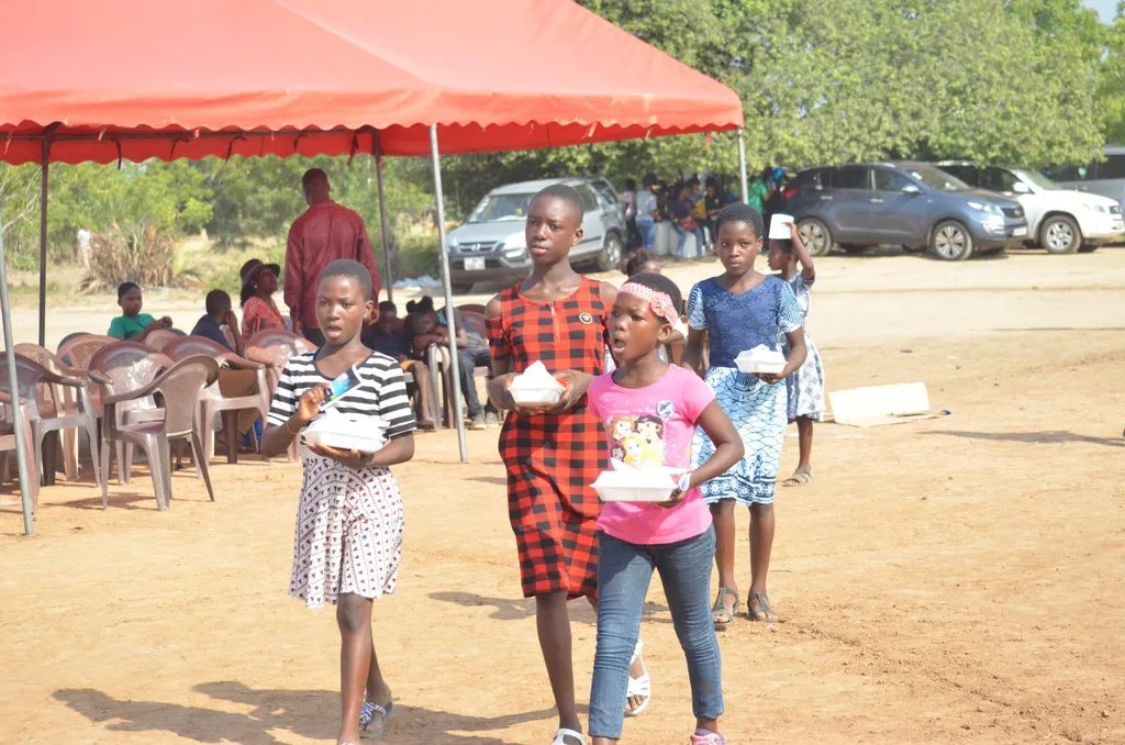 Children with their portion of food